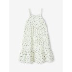 Robe longue à bretelles en gaze de coton fille écru Robe longue à bretelles en gaze de coton fille écru