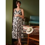 Robe longue  bretelles grossesse noir