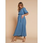 Robe longue grossesse et allaitement bleu jean
