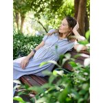 Robe longue grossesse et allaitement ray� bleu