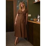 Robe longue grossesse effet cache - coeur en gaze de coton beige