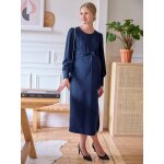 Robe longue de grossesse effet drap� marine