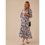 Robe longue grossesse esprit bohme boutonne envie de fraise bleu roi