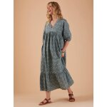 Robe longue grossesse esprit bohme vert