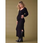 Robe longue de grossesse en maille c�tel�e noir