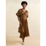 Robe longue satin�e grossesse bronze
