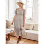 Robe longue volante en crpe imprim grossesse et allaitement sable