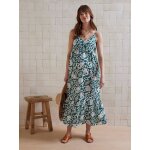 Robe longue volante imprime fines bretelles de grossesse vert sapin