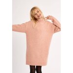 Robe en maille, col roul� rose
