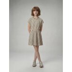 Robe maille fantaisie fille ajour�e c�t�s ray� noir