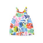 Robe en maille pour fille avec bretelles nou�es multicolore