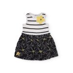 Robe en maille pour fille � rayures noir