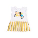 Robe en maille pour fille avec rayures verticales jaune