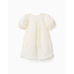 Robe � manches ballon et fleurs 3d blanc