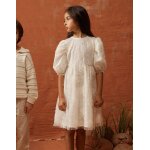 Robe � manches bouffantes et fleurs 3d blanc