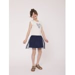 Robe manches courtes 100% coton fille grege / indigo