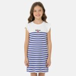 Robe manches courtes, col rond bleu