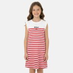 Robe manches courtes, col rond corail