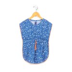 Robe manches courtes fille fond blanc imprime bleu
