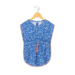 Robe manches courtes fille fond blanc imprime bleu