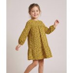Robe manches longues 100% coton fille imprime jaune ocre