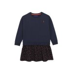 Robe manches longues 100% coton fille indigo