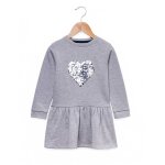 Robe manches longues r�versible fille gris chine