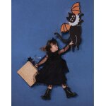 Robe � manches longues en velours et tulle avec volants noir
