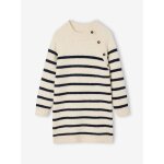 Robe marinire en tricot fille cru