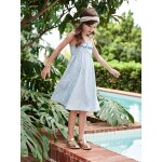 Robe mi - longue  bretelles imprime fille bleu ciel