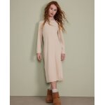 Robe midi de fille en tricot � c�tes avec manches longues beige