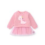 Robe en molleton pour b�b� avec motif dinosaure rose