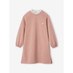 Robe en molleton col en broderie anglaise fille blush