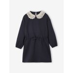 Robe molleton col en macram fille gris ardoise