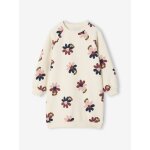 Robe en molleton fleurs pop fille cru