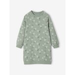 Robe en molleton fleurs pop fille vert sauge