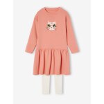 Robe en molleton et legging en ctes fille blush