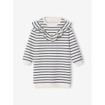 Robe en molleton  volant fille cru