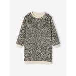 Robe en molleton  volant fille lopard