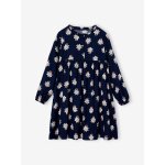 Robe motif all over ouverture boutonne devant marine