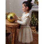 Robe de noël bi - matière jupon en tulle fille écru Robe de noël bi - matière jupon en tulle fille écru