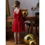 Robe nol fille en velours et tulle brillant rouge