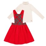 Robe de nol tartan & col roul rouge beige