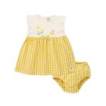Robe pour nouveau - n� en tissu tiss� avec motif vichy jaune