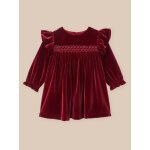 Robe en panne de velours bb carmin