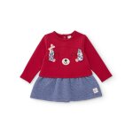 Robe en peluche pour b�b� avec design de petit chien rouge