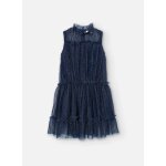 Robe plisse en tulle sans manches bleu