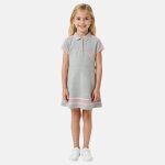 Robe polo manches courtes, patte boutonn�e gris