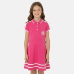 Robe polo manches courtes, patte boutonn�e rose fuchsia