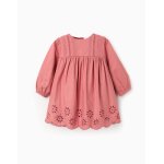 Robe en popeline avec broderie anglaise rose